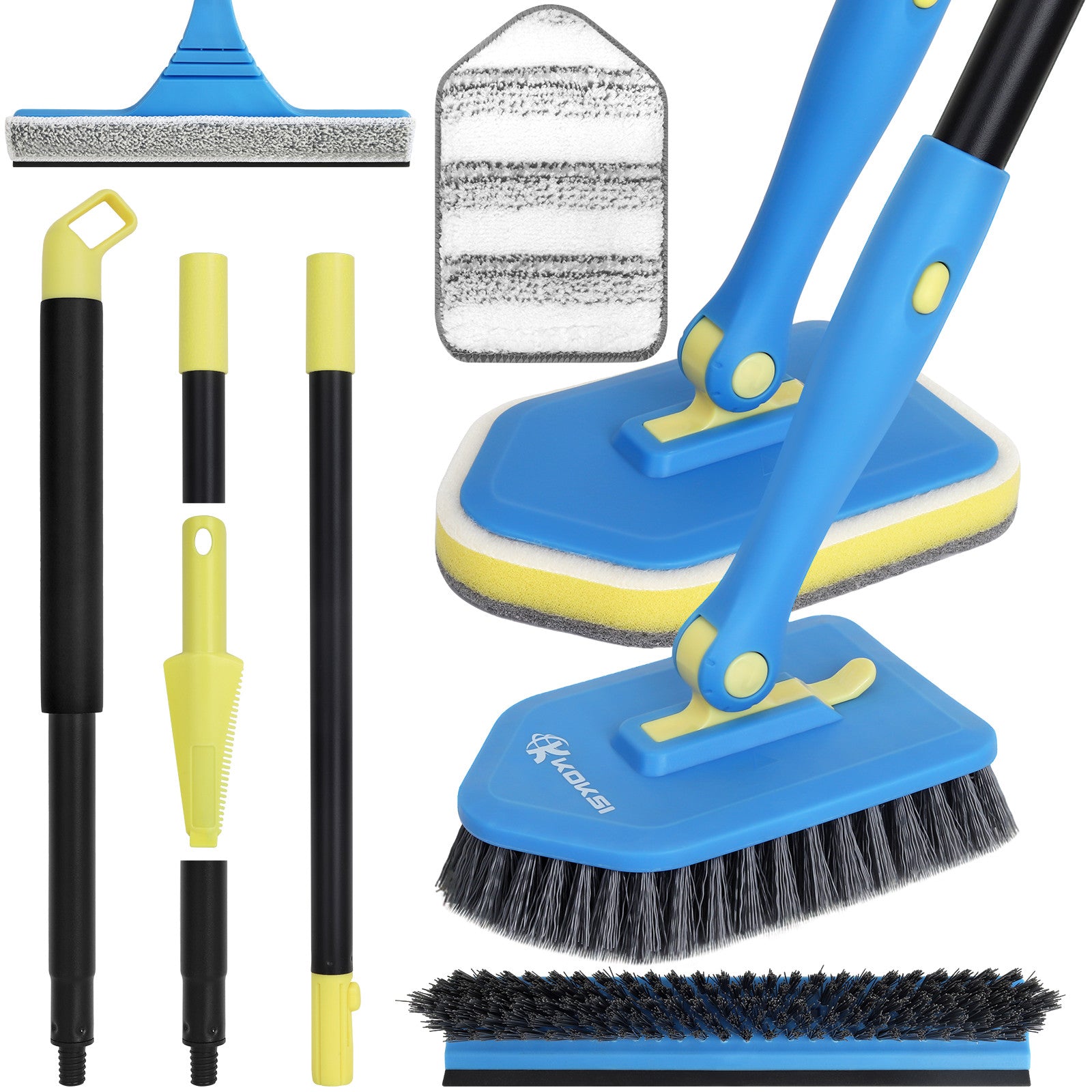KOKSI Extendable Cleaning Brush Set – 51" (9-Piece)