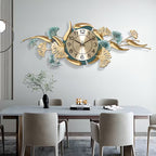 Decorative wall clock with floral design in a dining room setting