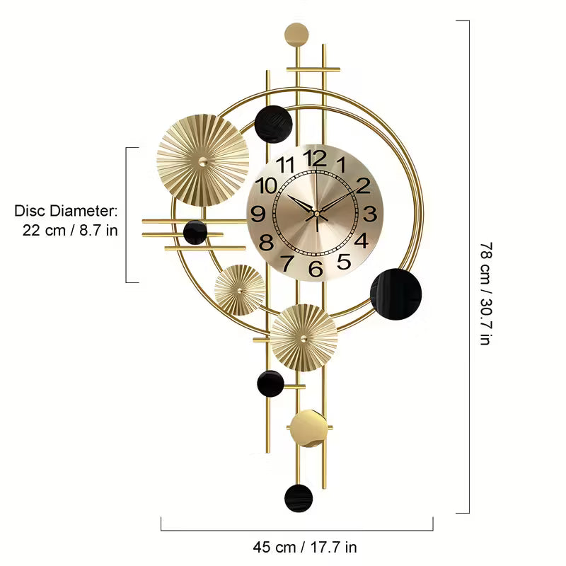 Large 3D Metal Wall Clock – Modern Silent Non-Ticking Decorative Wall Art Clock (30.7" x 17.7") for Living Room, Bedroom & Home Décor