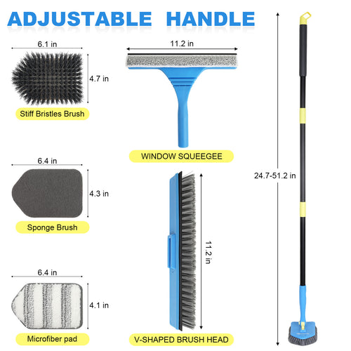 KOKSI Extendable Cleaning Brush Set – 51" (9-Piece)