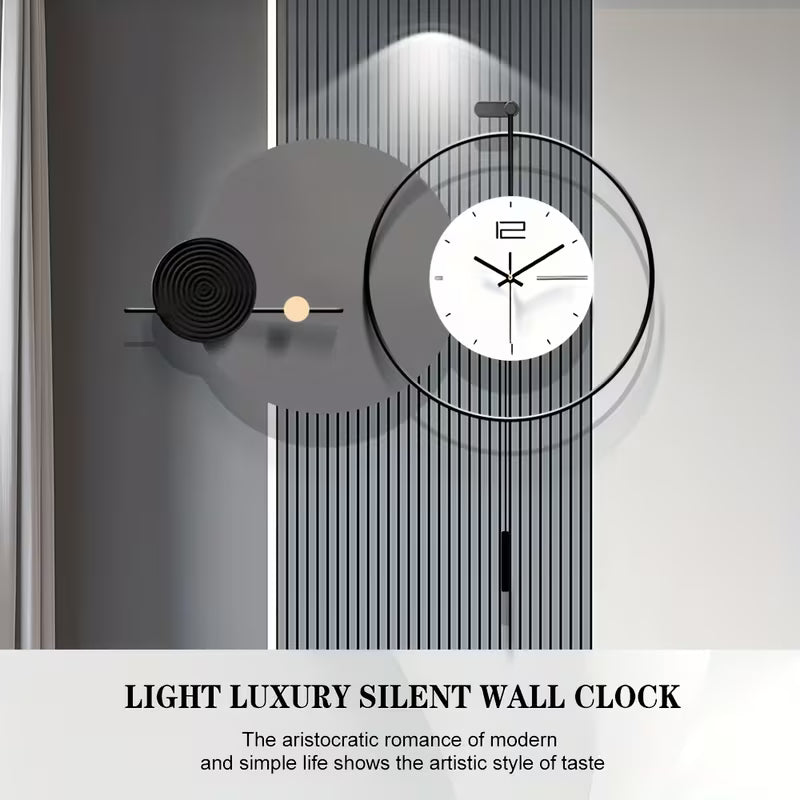 Modern wall clock with minimalistic design on a gray background
