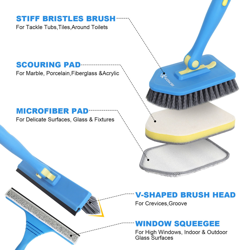KOKSI Extendable Cleaning Brush Set – 51" (9-Piece)