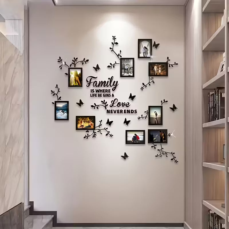 Family Photo Collection Wall Art with Butterflies - 9 pcs Set