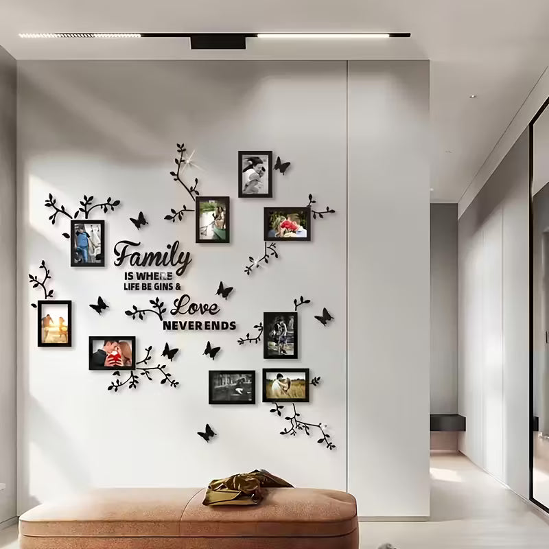 Family Photo Collection Wall Art with Butterflies - 9 pcs Set