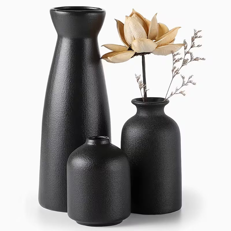 boho ceramic vase set, nordic minimalist vases, matte geometric vases, modern home decor vases, decorative ceramic vases, bohemian home accessories, dried flower vase set, elegant home d