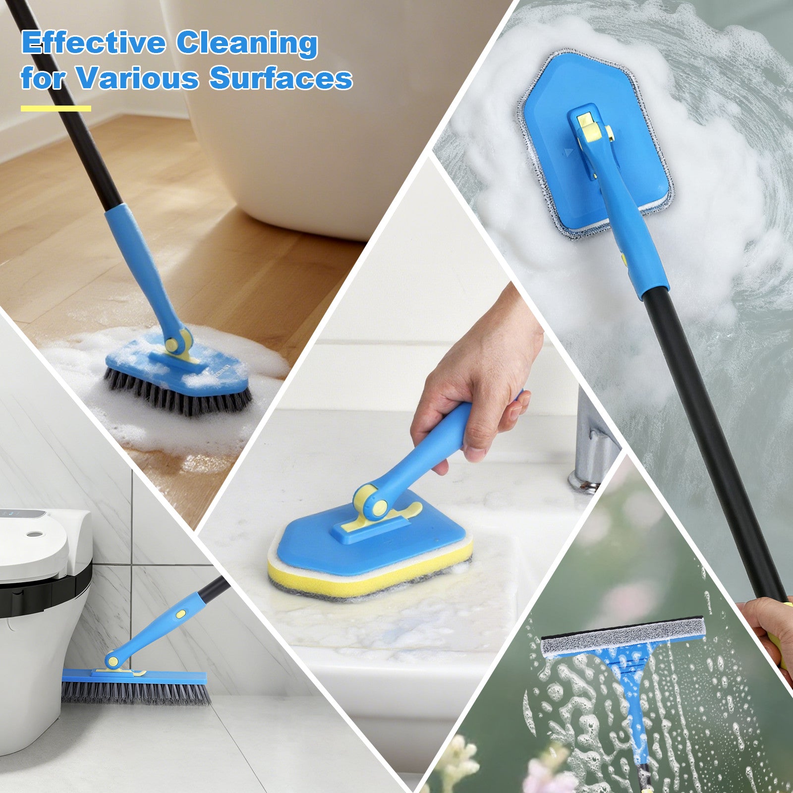 KOKSI Extendable Cleaning Brush Set – 51" (9-Piece)