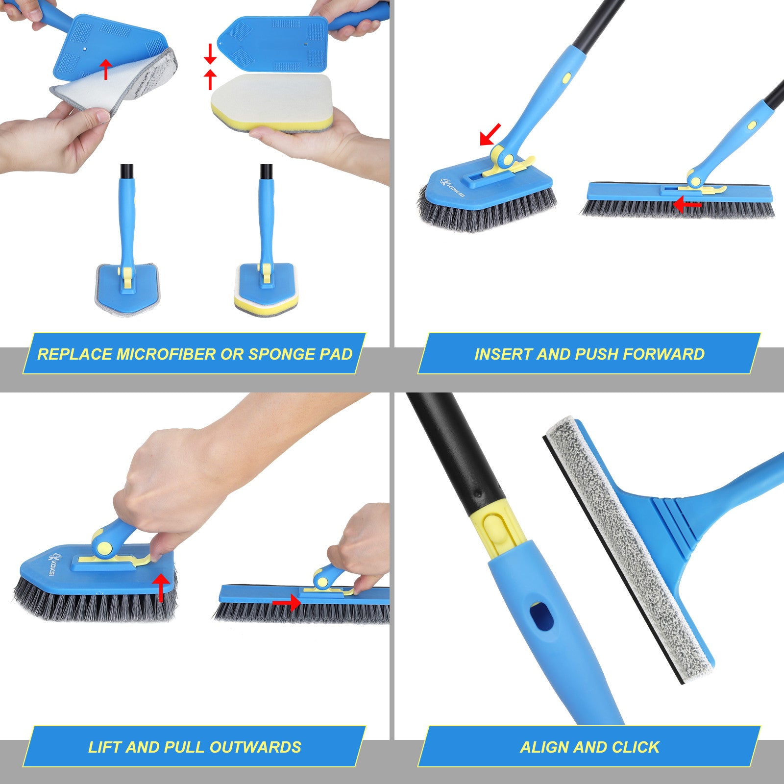 KOKSI Extendable Cleaning Brush Set – 51" (9-Piece)