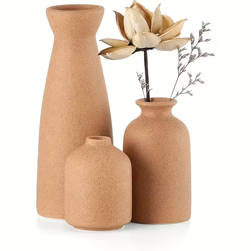 boho ceramic vase set, nordic minimalist vases, matte geometric vases, modern home decor vases, decorative ceramic vases, bohemian home accessories, dried flower vase set, elegant home d