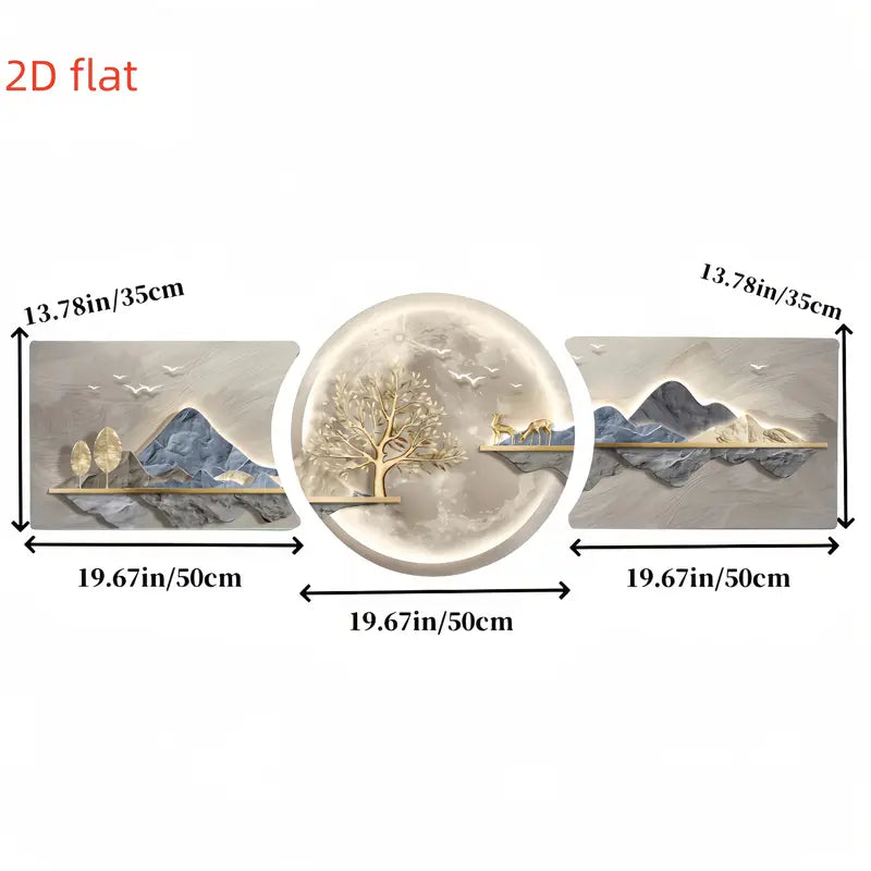 3-Piece Modern Abstract Landscape Wall Art Set – Framed PVC & Resin, Nature Design – Premium Wall Decor for Living Room, Bedroom & Office