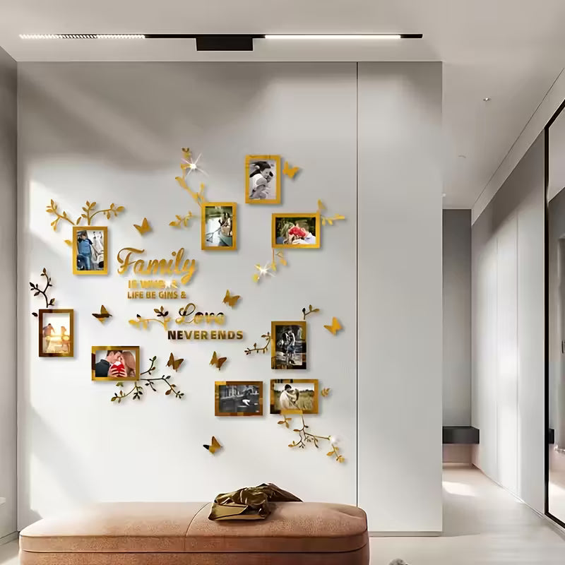 Family Photo Collection Wall Art with Butterflies - 9 pcs Set