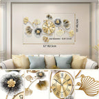 Large Metal Wall Clock – Silent Battery-Powered Clock with 2 Sets of Hands for Living Room & Bedroom