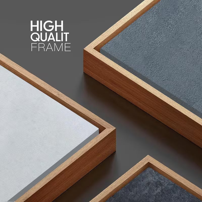 Wooden picture frames on a dark background with 'HIGH QUALIT FRAME' text.