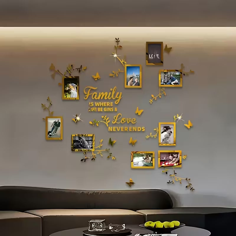 Family Photo Collection Wall Art with Butterflies - 9 pcs Set