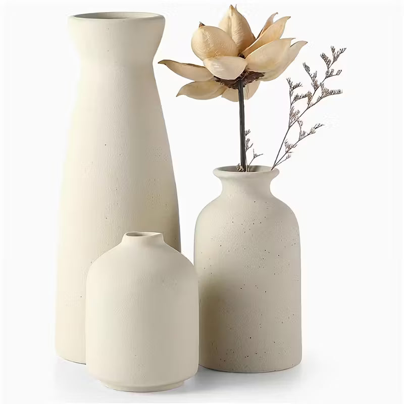 boho ceramic vase set, nordic minimalist vases, matte geometric vases, modern home decor vases, decorative ceramic vases, bohemian home accessories, dried flower vase set, elegant home d