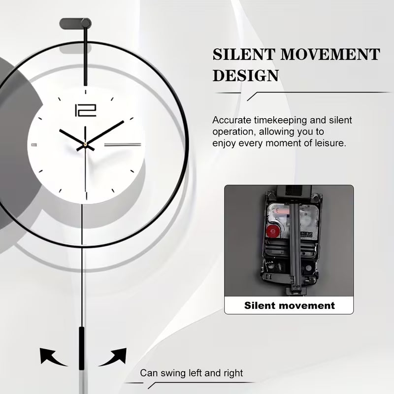 Clock with silent movement design on a white background