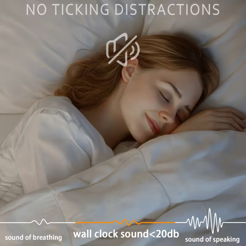 Large Metal Wall Clock – Silent Battery-Powered Clock with 2 Sets of Hands for Living Room & Bedroom