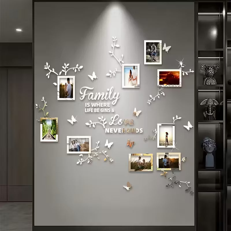 Family Photo Collection Wall Art with Butterflies - 9 pcs Set