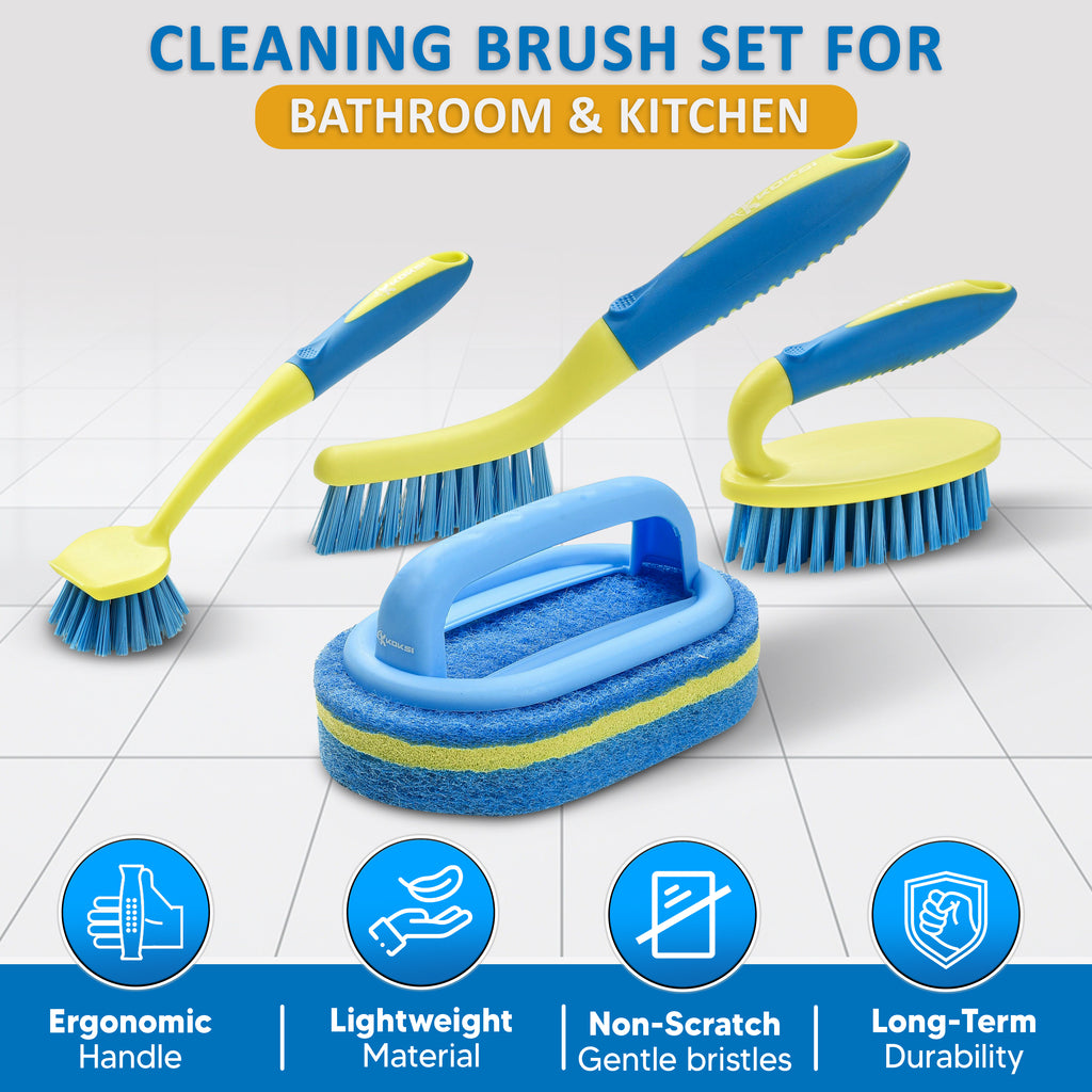 KOKSI 4-Piece All-Purpose Scrub Brush Set
