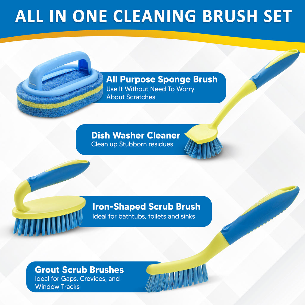 KOKSI 4-Piece All-Purpose Scrub Brush Set