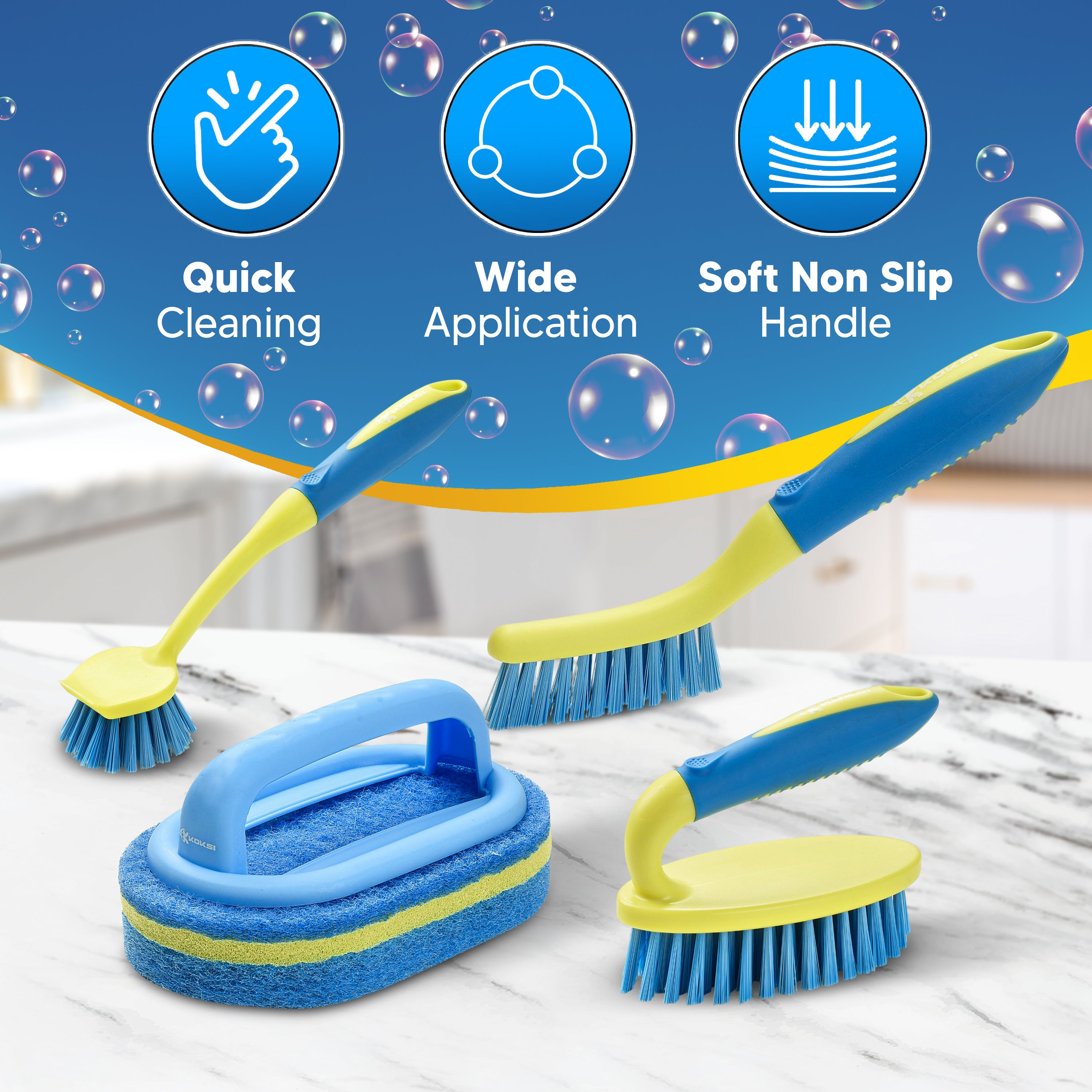 KOKSI 4-Piece All-Purpose Scrub Brush Set
