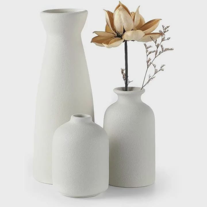 boho ceramic vase set, nordic minimalist vases, matte geometric vases, modern home decor vases, decorative ceramic vases, bohemian home accessories, dried flower vase set, elegant home d