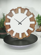 vintage wooden wall clock, 18 inch wall clock, silent non-ticking clock, rustic home decor clock, battery operated wall clock, round wooden clock, kitchen wall clock, living room wall decor