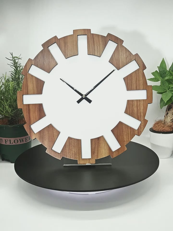 vintage wooden wall clock, 18 inch wall clock, silent non-ticking clock, rustic home decor clock, battery operated wall clock, round wooden clock, kitchen wall clock, living room wall decor