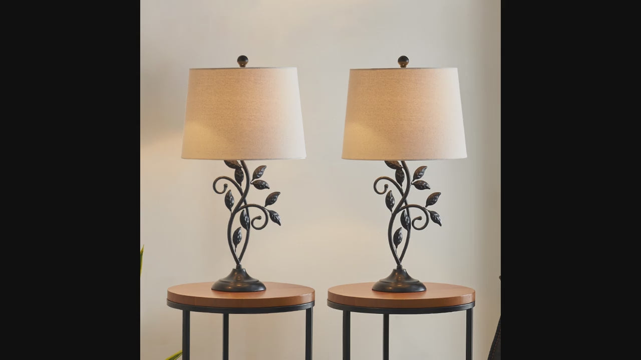 Set of 2 Retro Table Lamps – 3-Way Dimmable Bedside Lighting with Fabric Shades