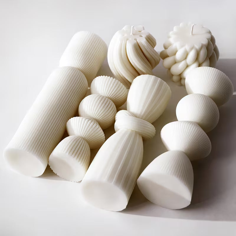 White textured beads on a white background