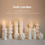 Set of swirl candles made from all-natural soy wax on a neutral background