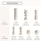 Decorative candle holders with dimensions labeled on a white background